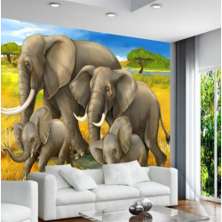 3D fototapetas su drambliais