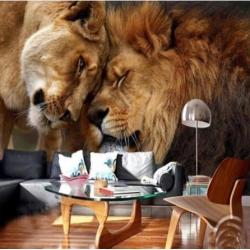 3D fototapetas su liūtais